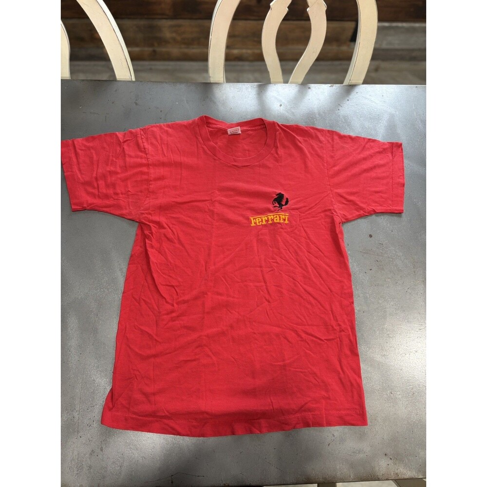 Vintage 90s Ferrari T Shirt L Single Stitch Fruit of the Loom Made in USA Red